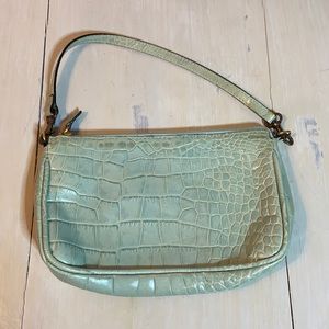 Light Blue Embossed Leather Purse/Clutch